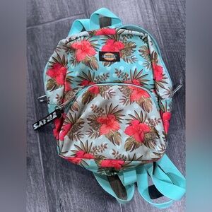 Tropical Hawaii Mini Backpack DICKIES ‎ Hibiscus Flowers Pink Teal Tilly’s